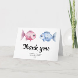 Cartão De Agradecimento Revelação de sexo com aquarela de peixe