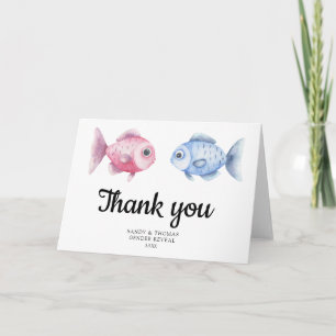 Cartão De Agradecimento Revelação de sexo com aquarela de peixe