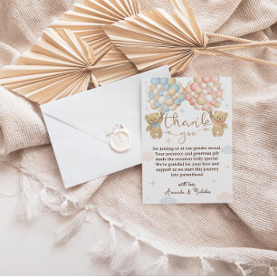 Cartão De Agradecimento Revelação do Sexo Balões Rosa e Azul