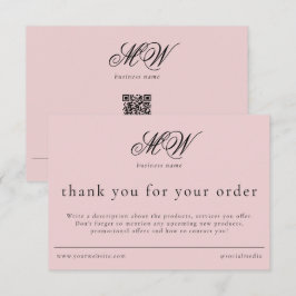 Cartão De Agradecimento Revisão da Ordem Embalagem Inserir Script Monogram