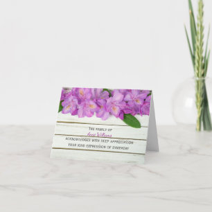 Cartão De Agradecimento Rhododendron rosa sobre madeira Obrigado da famíli