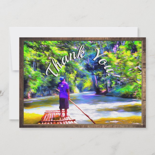 Cartão De Agradecimento Ribeirinho jamaicano Raft Ride Obrigado J001 (Frente)