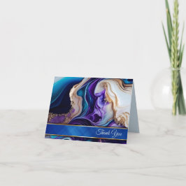 Cartão De Agradecimento Rich Purple Metálico Dourado Royal Blue & Aqua