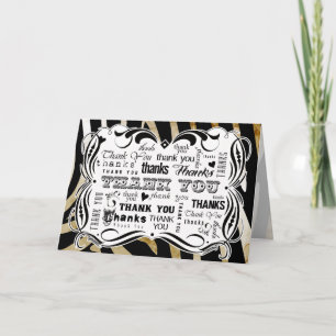 Cartão De Agradecimento Ricos florescem e zebra Obrigado de texto do quadr