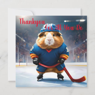 Cartão De Agradecimento Rink Rookie: O Porco do Hóquei no Gelo