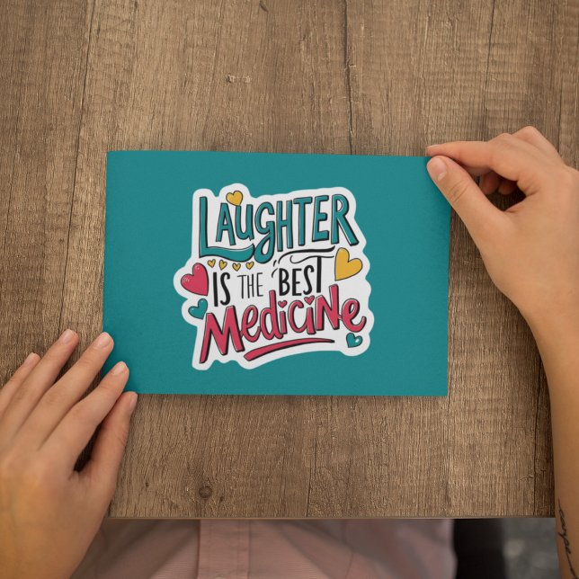 Cartão De Agradecimento Rir É A Melhor Placa Personalizada De Medicina (Cheer someone up with this, "Laughter is the best medicine" personalized card! )