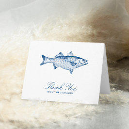 Cartão De Agradecimento Robalo Listrado Casamento Azul Marinho