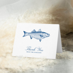 Cartão De Agradecimento Robalo Listrado Casamento Azul Marinho