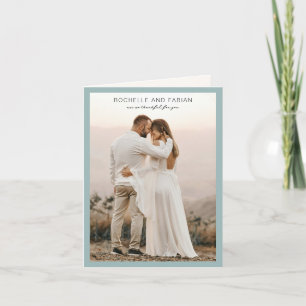 Cartão De Agradecimento Rochelle Aqua Moderno Casamento Elegante Contempor