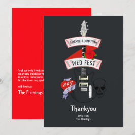 Cartão De Agradecimento Rock and Roll Wedding