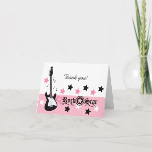 Cartão De Agradecimento Rock Star Guitar *Pink* Thank you Note Card size