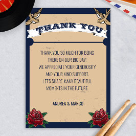 Cartão De Agradecimento Rockabilly Tattoo Gothic Wedding