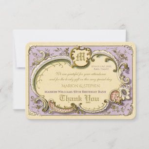 Cartão De Agradecimento Rococo Elegante Francês Quadro Antiquado Lilac Do