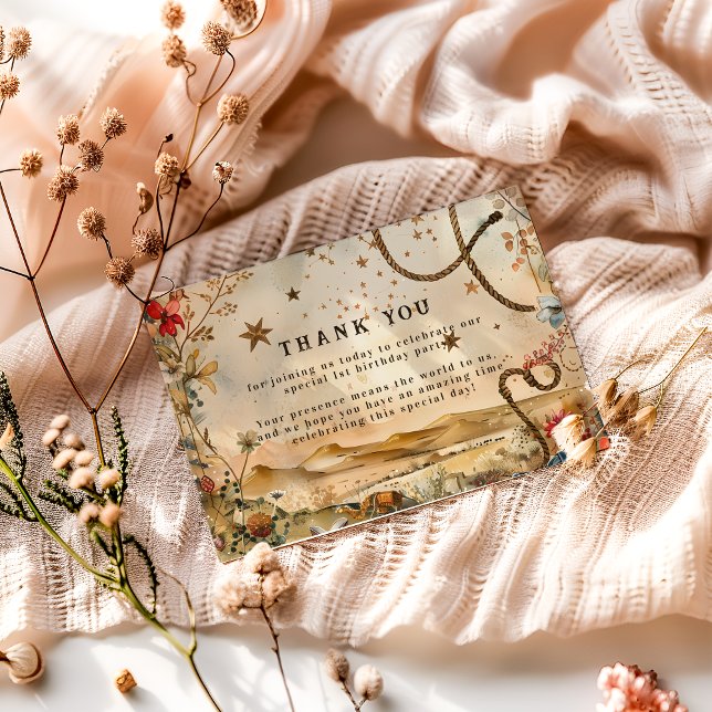 Cartão De Agradecimento Rodeo Boots & Cactus 1st Birthday (Criador carregado)