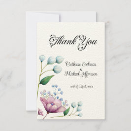 Cartão De Agradecimento Romance Botânico Suave De Casamento Floral Elegant