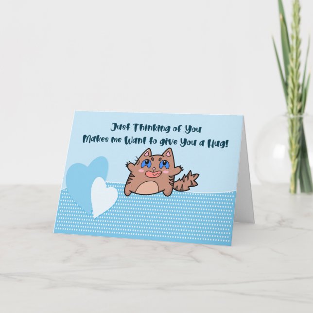 Cartão De Agradecimento Romance Card Cat com um Hug (Frente)