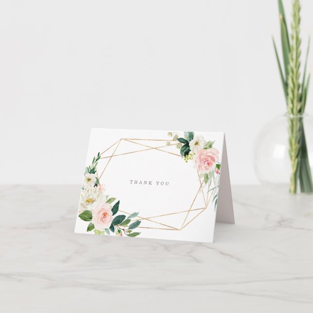 Cartão de Agradecimento Romance Primavera Geométri (Frente)