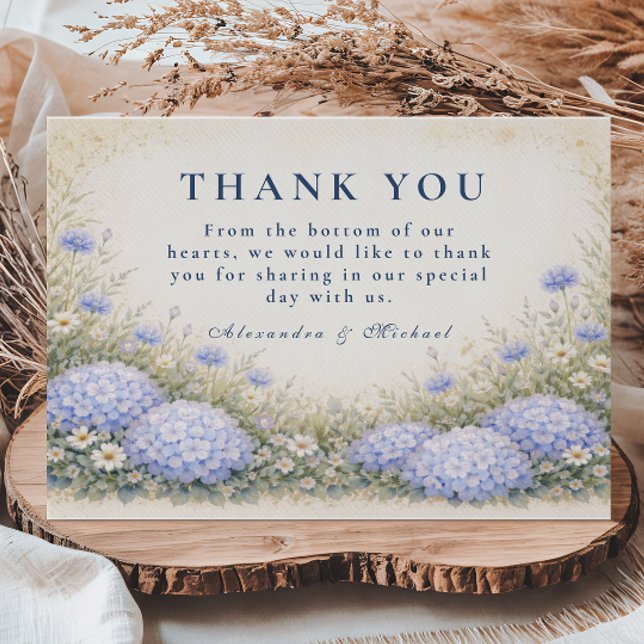 Cartão De Agradecimento Romantic Blue Hydrangea Wedding (Criador carregado)