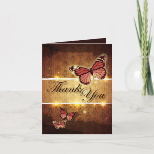Cartão De Agradecimento romantic butterfly fall wedding thank you