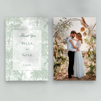 Cartão De Agradecimento Romantic Classic Sage Green Landscape Toile