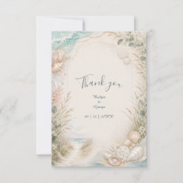 Cartão De Agradecimento Romantic Coastal Watercolor Beach Wedding