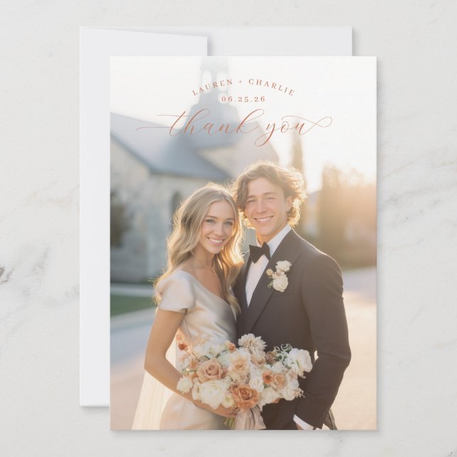 Cartão De Agradecimento Romantic Cream Elegant Photo (Frente)