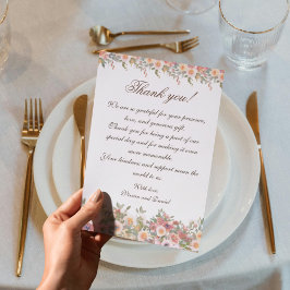 Cartão De Agradecimento Romantic Floral Wedding Thank You Card