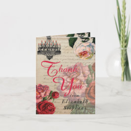 Cartão De Agradecimento Romântica Vintage Ephemera Floral Obrigado