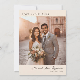 Cartão De Agradecimento Romântico Bege Elegante Foto