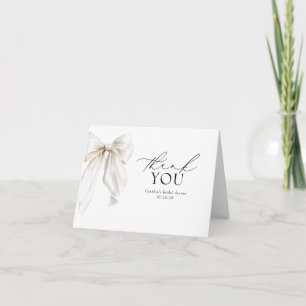 Cartão De Agradecimento Romântico Chique Elegante Laço Branco Obrigado