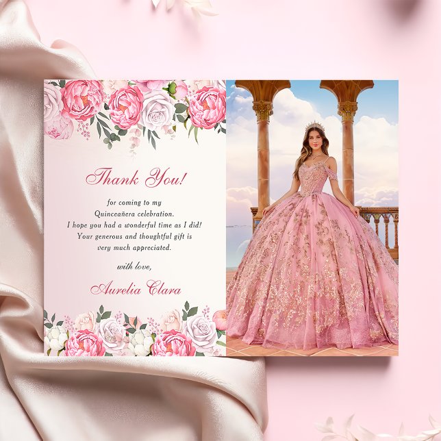 Cartão de Agradecimento Romântico de Rosas Pastel  (Criador carregado)