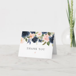Cartão De Agradecimento Romântico e Doce Naval Rosa Floral