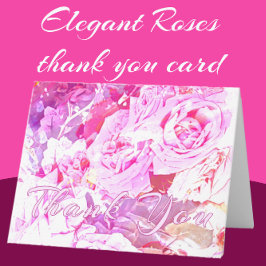 Cartão de Agradecimento Romântico Elegante Rosas