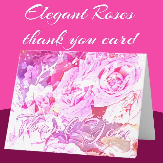 Cartão de Agradecimento Romântico Elegante Rosas (Romantic Rose Blooms thank you card)