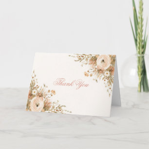 Cartão De Agradecimento Romântico Jardim Boho Aquarela Floral Pampas