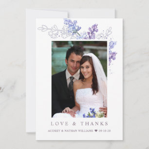 Cartão De Agradecimento Romântico Lavanda Floral Foto Casamento Agradecime