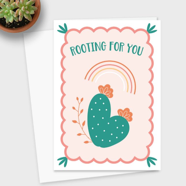 Cartão De Agradecimento "Root For You" Cactus Greeting Card (Rooting For You Cactus Encouragement Card)