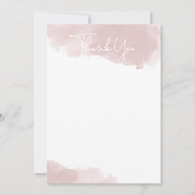 Cartão de Agradecimento Rosa Água Blush (Frente)