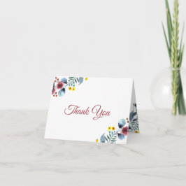 Cartão De Agradecimento Rosa, Amarelo e Azul Floral Aquarela Obrigado