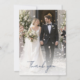 Cartão De Agradecimento Rosa Azul Empoeirado Floral Foto Casamento 