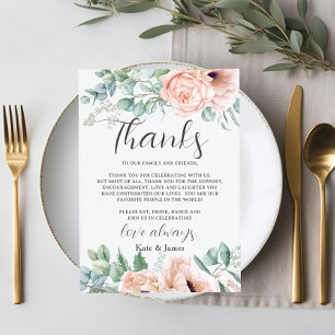 Cartão De Agradecimento Rosa Bege Chic Floral Rosa Casamento QR Compartilh