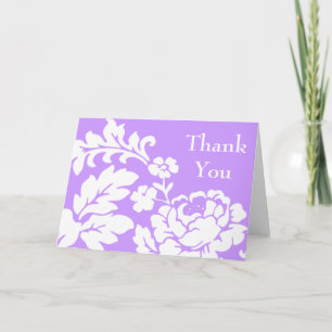 Cartão De Agradecimento Rosa Branca Damask Obrigado