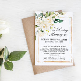 Cartão De Agradecimento Rosa branca e verde deixa memória de simpatia