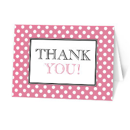 Cartão de Agradecimento Rosa de Bolinhas