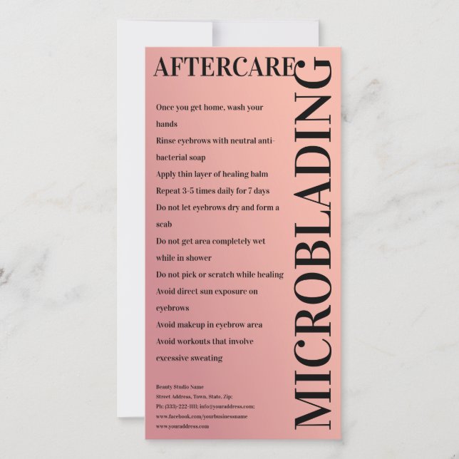 Cartão De Agradecimento Rosa de Pós-Cuidados da Microblagem e Dourado_Exam (Frente)