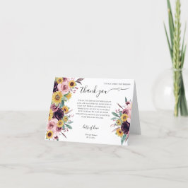 Cartão De Agradecimento Rosa do Girassol Rústico Borgonha Outono Casamento