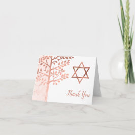 Cartão De Agradecimento Rosa Dourada Árvore da Vida Bat Mitzvah Obrigado