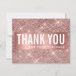 Cartão De Agradecimento Rosa Dourado Faux Shimmer & Foil Business