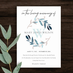 CARTÃO DE AGRADECIMENTO ROSA DOURADO FOLIAGE WREATH SYMPATHY MEMORIAL