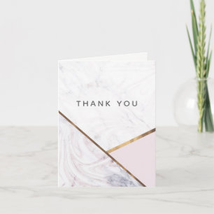 Cartão De Agradecimento Rosa Dourado Marble Swirl Blush Bronze Rosa Obriga